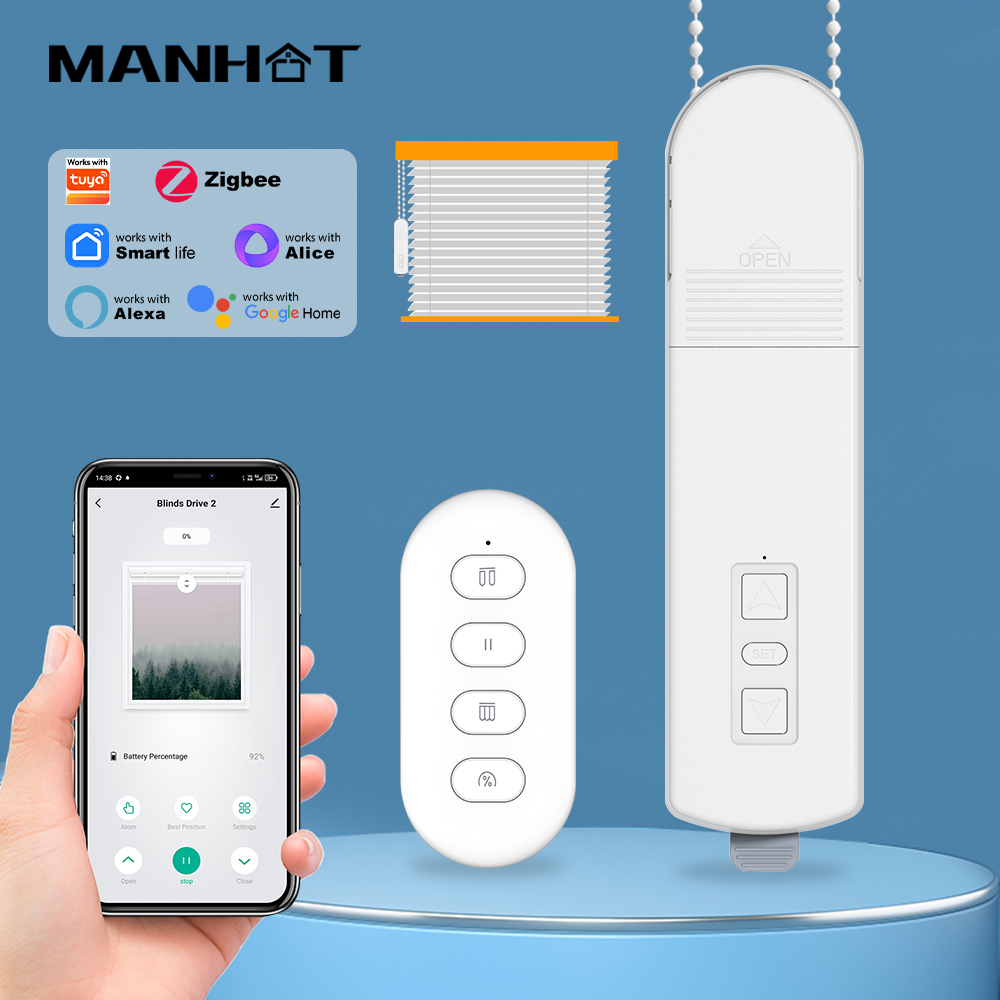 Roller Chain - Manhot ZigBee Smart Elektrische Gordijnmotor Kettingrolgordijnen